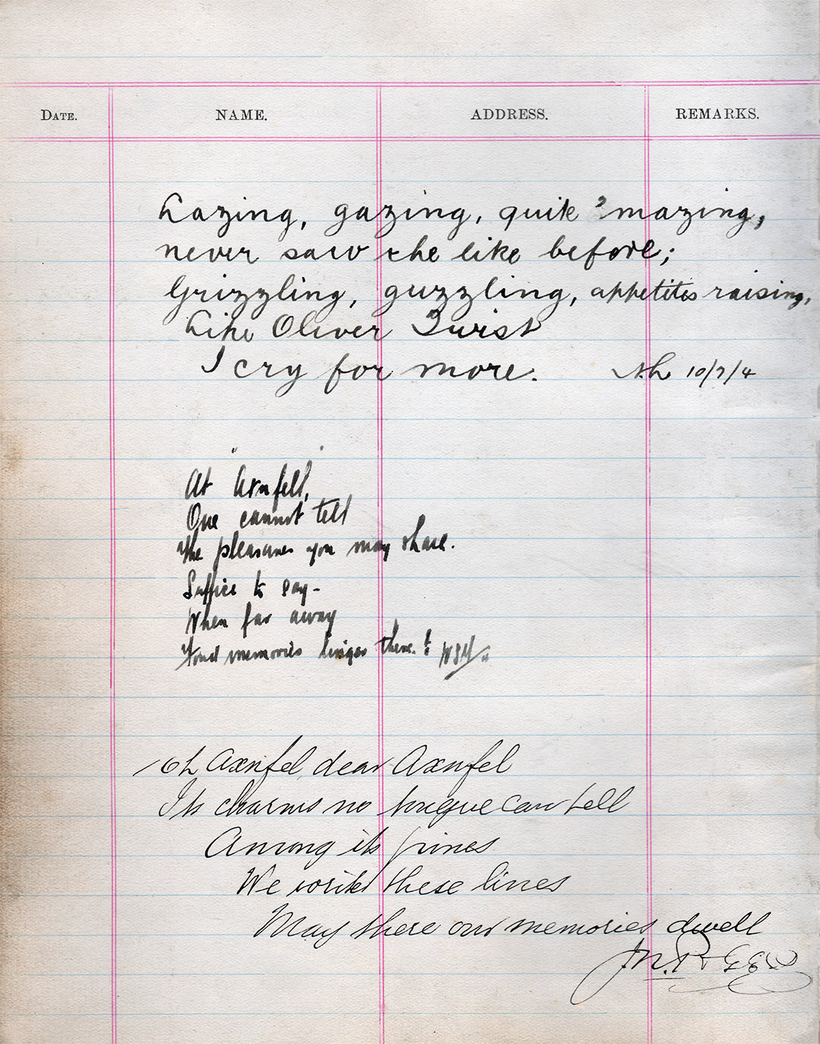 Axnfel Visitors Book (Page 002)