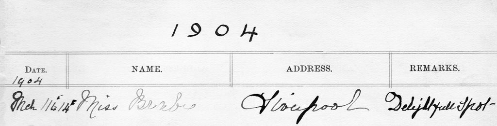 Axnfel Visitors Book (Page 003 - Line 01)