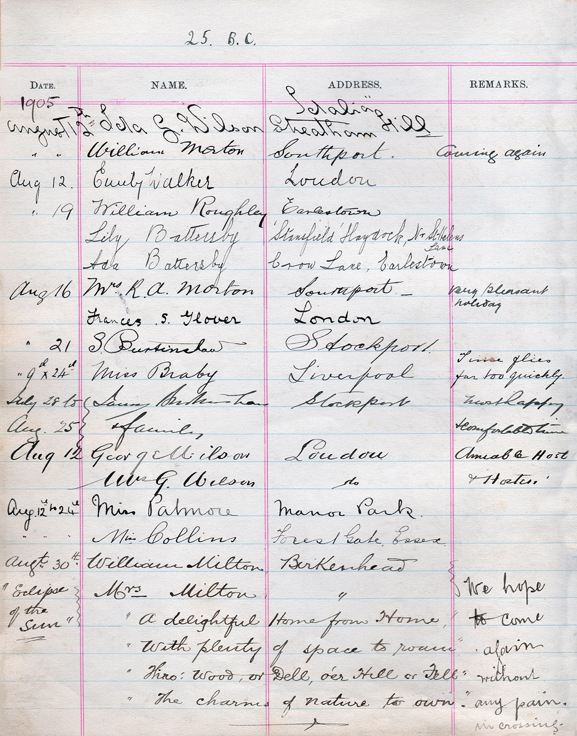 Axnfell Visitors Book Page 007